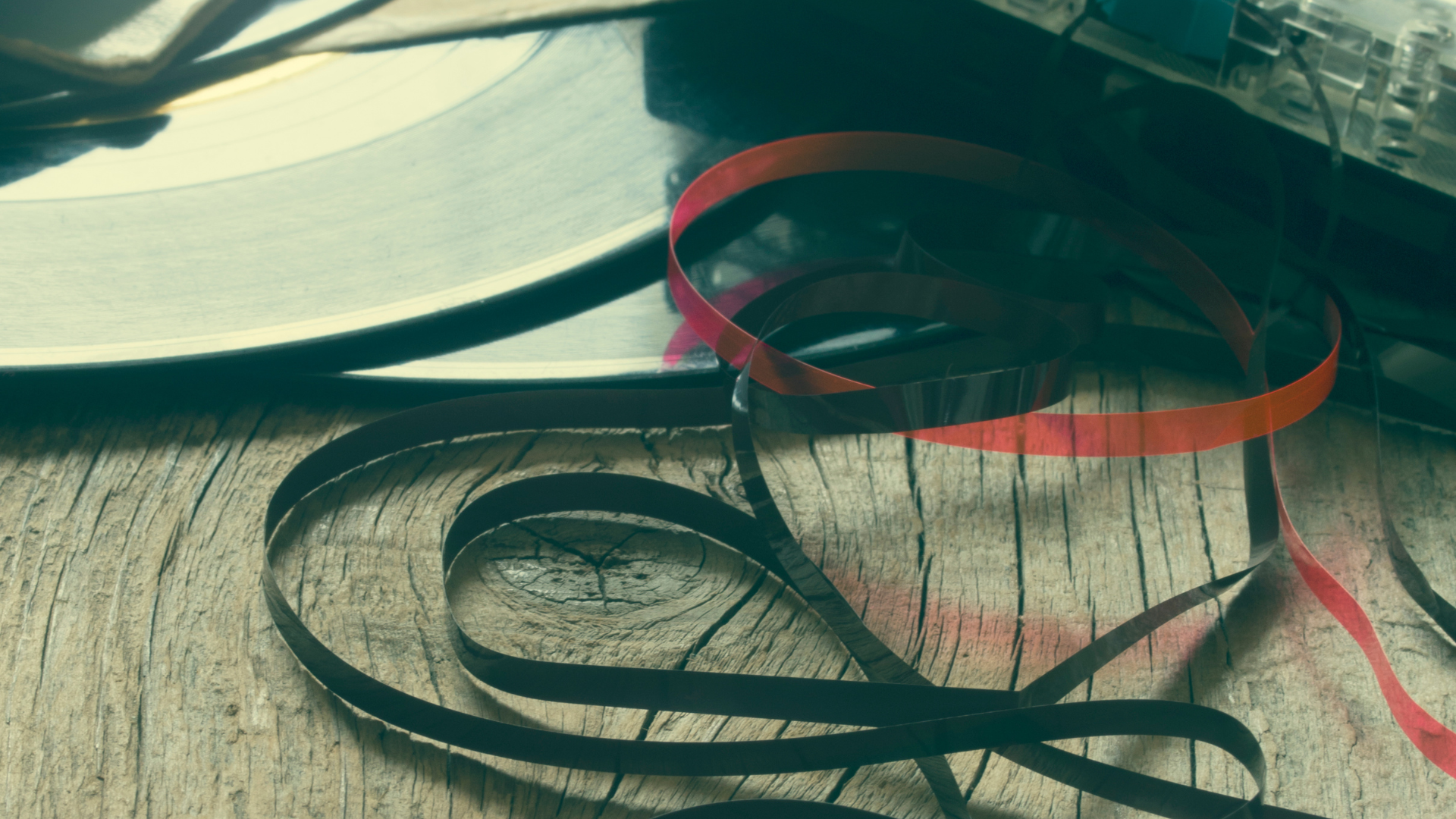 Vintage vinyl records and audio equipment